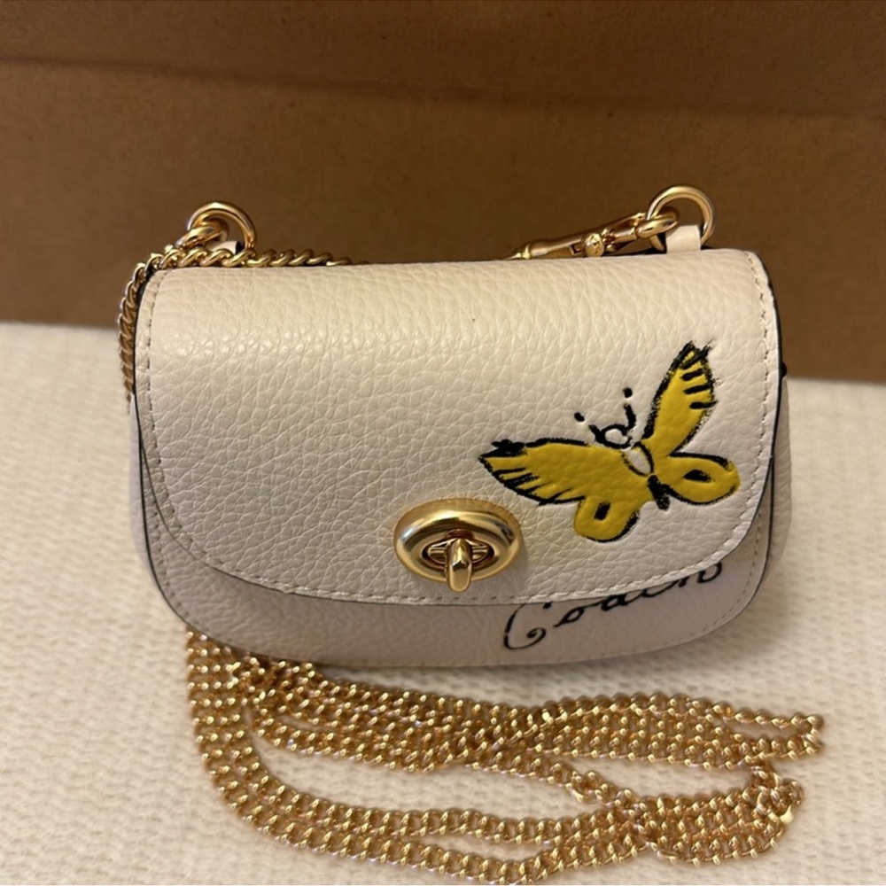 Coach Turnlock Card Case On A Chain In Sketch Print 🦋 CAM82 - Picture 6 of 7
